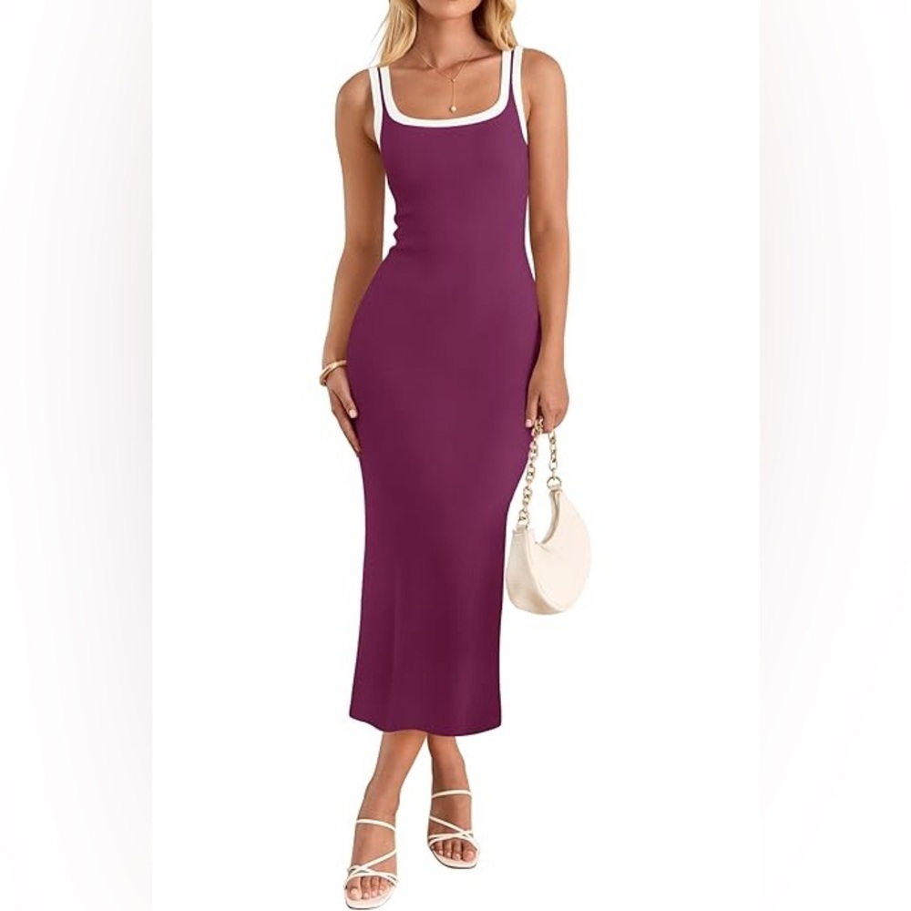 Chic Purple Sleeveless Midi Dress
